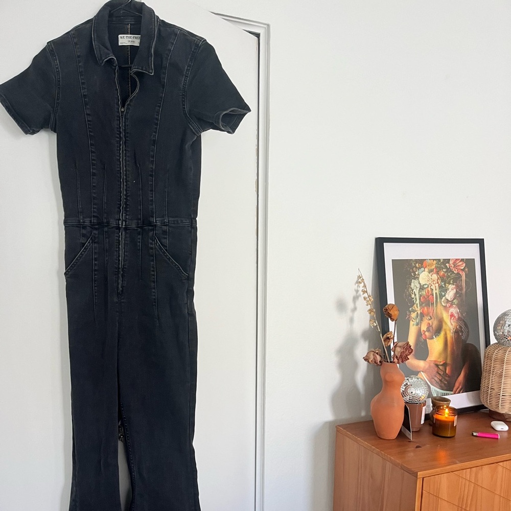 We The Free Charcoal Wide Leg Jumpsuit